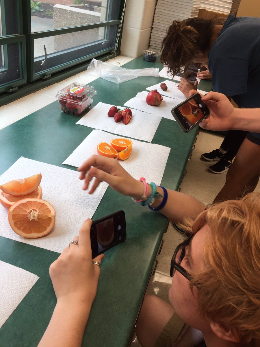AudreyGorman84's tweet photo. AP Studio students take photos of their muses for a new project. Cut fruits and vegetables provide beautiful color, patterns, and textures! https://t.co/5UCzEOIxCW
