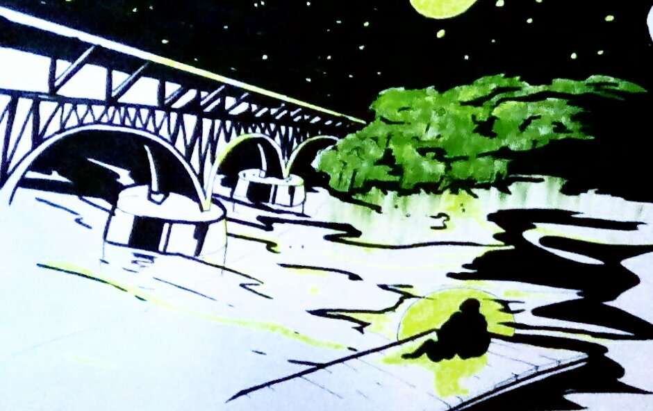 OrIfYouPrefer's tweet photo. #bridge #night #sharpie #highlighter #illustration #oiyp #moon #river https://t.co/NLhfV6Ge3X