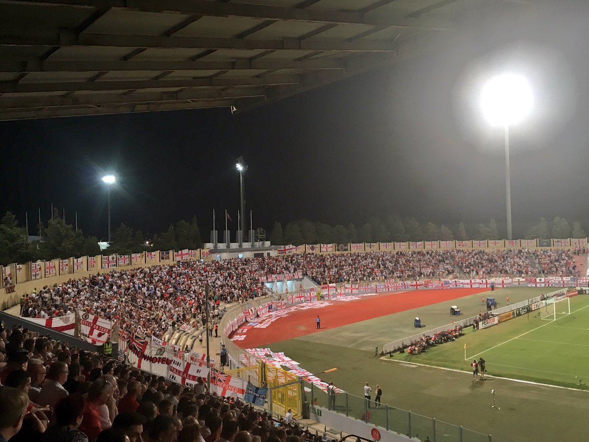 BCAFCBH's tweet photo. Malta 0-4 England
Ta'Qali National Stadium 
#englandaway #MALvENG https://t.co/9zRR2yw3hb
