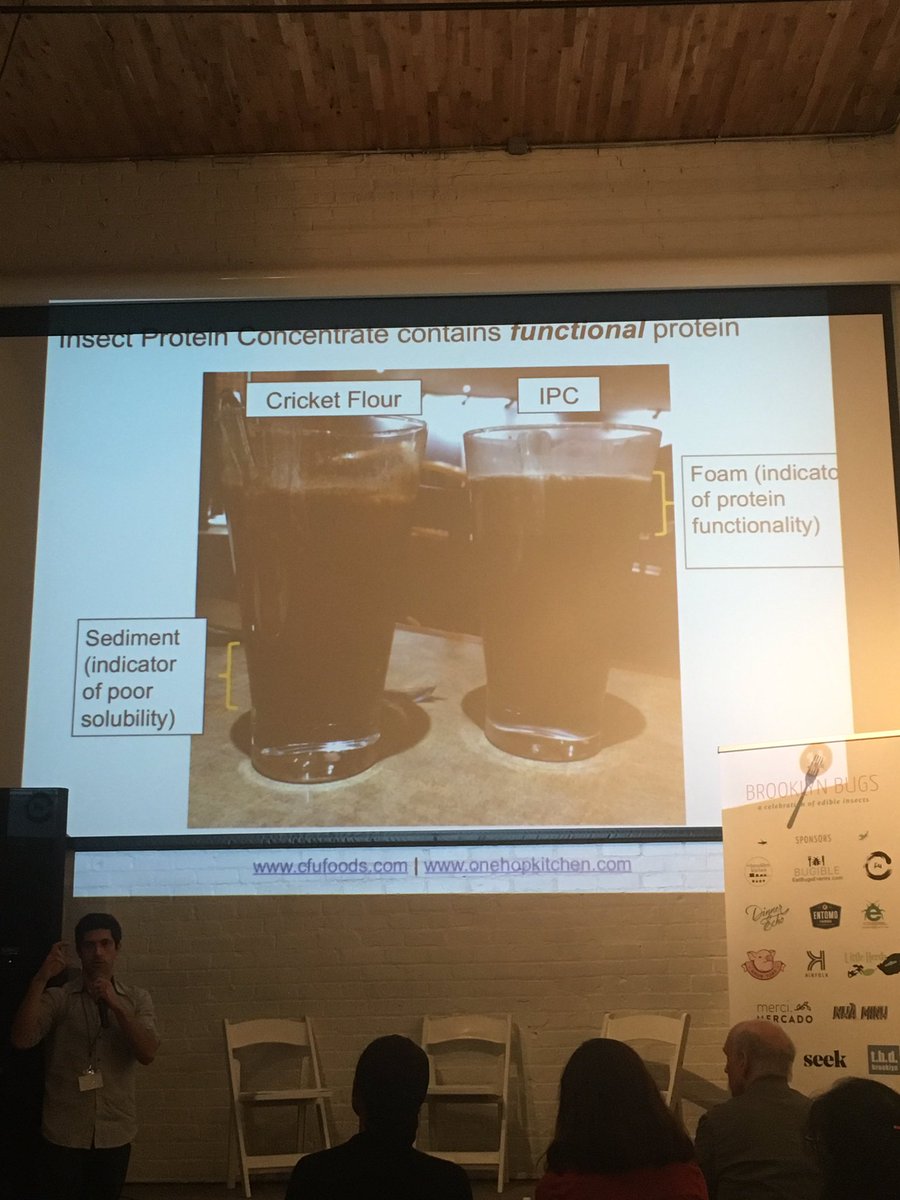 LittleHerds's tweet photo. Lee of @cfufoods/@OneHopKitchen dives deeep into #FoodScience of #TexturedInsectProtein - a different kind of #EdibleInsects.
#BrooklynBugs https://t.co/j6OwQGeTnV