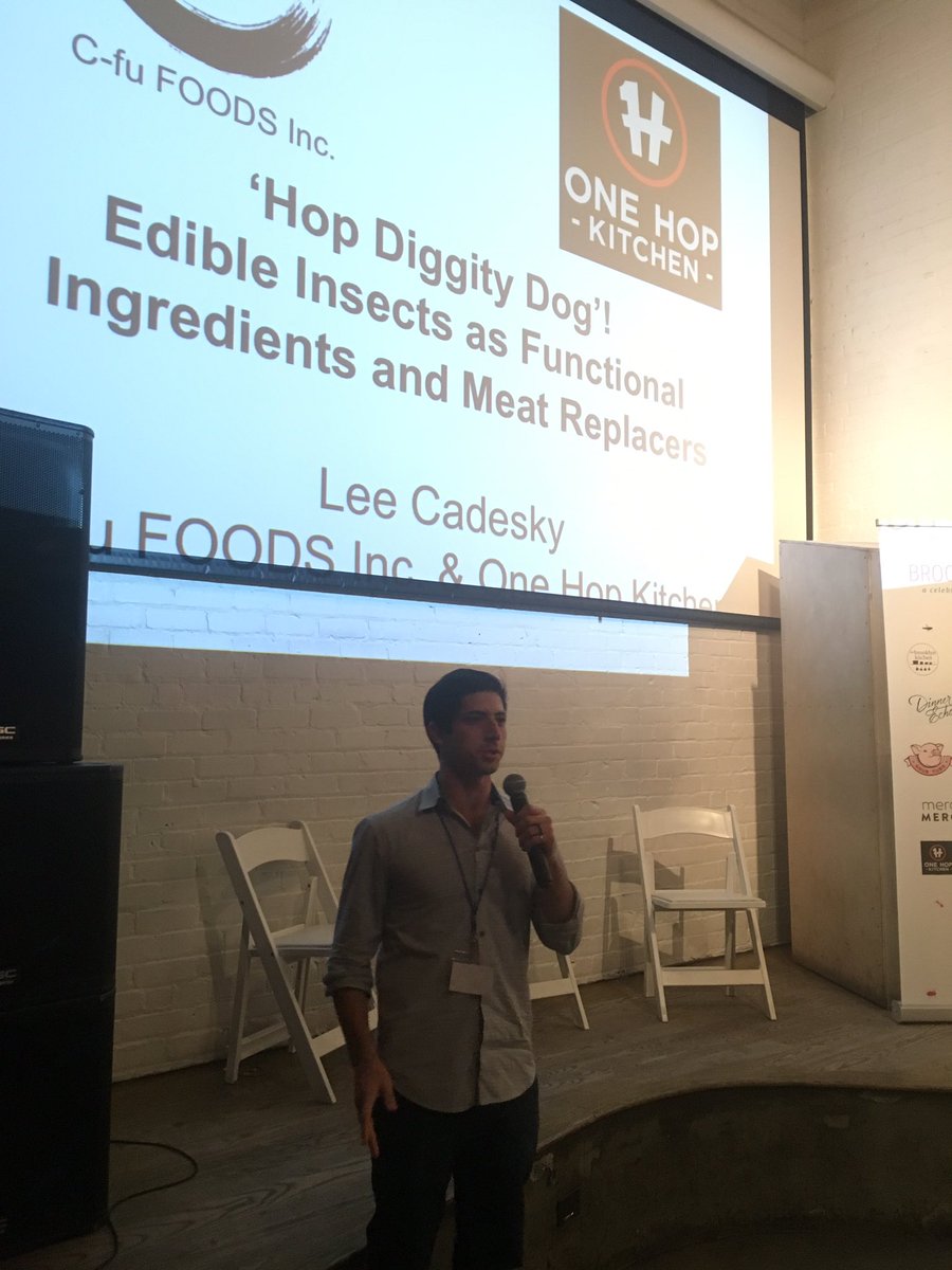 LittleHerds's tweet photo. Lee of @cfufoods/@OneHopKitchen dives deeep into #FoodScience of #TexturedInsectProtein - a different kind of #EdibleInsects.
#BrooklynBugs https://t.co/j6OwQGeTnV