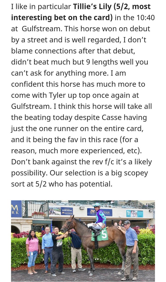 ThePuntersPal1's tweet photo. My last 2 tips of the day at Gulfstream "make or break" singles advised nothing promised off to research for a very busy Saturday. 👊💥🔥 #TPP https://t.co/OSwNeA5bRd