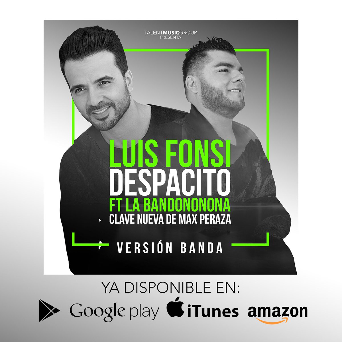 TMG_MONCHY's tweet photo. Ya disponible en todas las plataformas de música digital @LuisFonsi Ft @BANDONONONADMAX #Despacito #VersionBanda https://t.co/JEYMsOh7sp