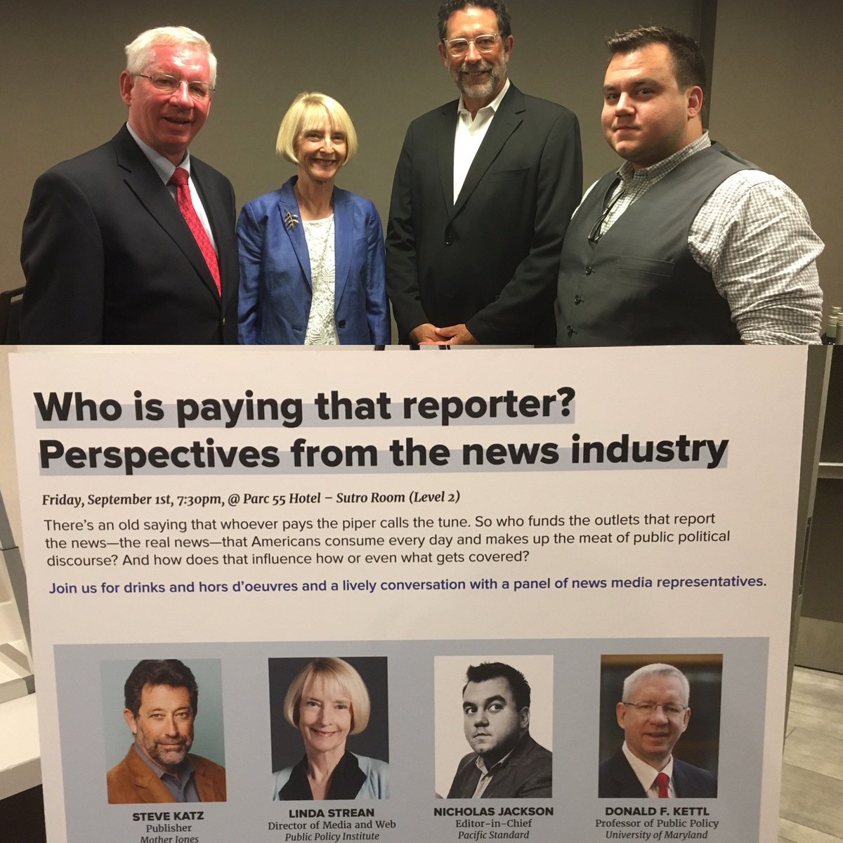 Sage_Publishing's tweet photo. News industry panel at #APSA2017 starts in 15 min @Parc55Hotel 2nd floor Sutro Room (+food &amp; drink 👍🏼) https://t.co/jEDM5pmWtl
