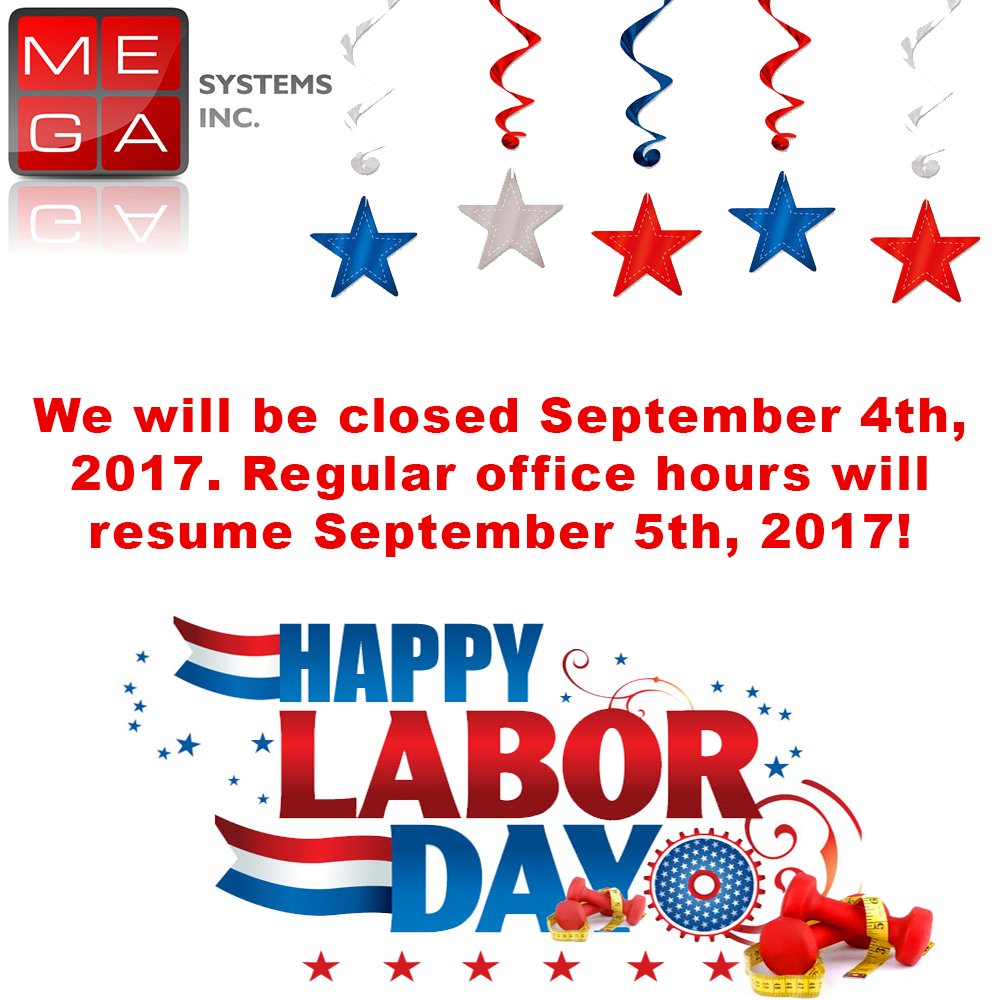 megasystemsinc's tweet photo. On behalf of all of us, we hope you all have a MEGA weekend! #Megasystemsinc #LaborDayWeekend https://t.co/7Vju9a5Jpd