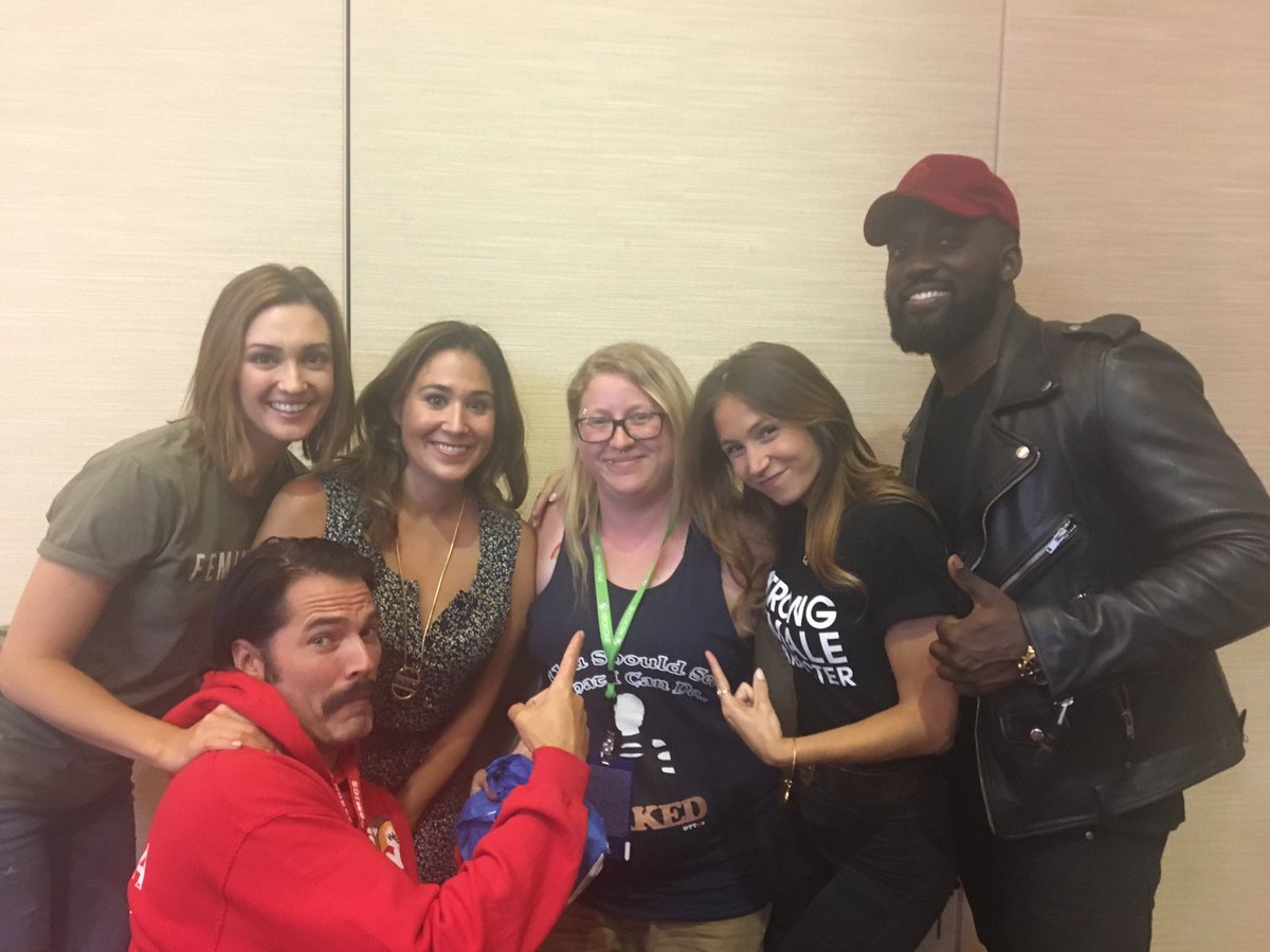 lovestruckfool2's tweet photo. This is the greatest day of my life tbh. @emtothea @KatBarrell @DominiqueP_C @realtimrozon @ShamierAnderson  thank you guys! #WynonnaEarp https://t.co/f6Jo1RfafV
