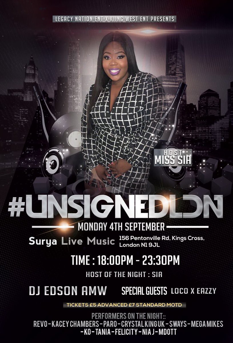LegacyNationEnt's tweet photo. @IAmMissSia @LocoxEazzy @Surya_London @_KaceyChambers @RevoTheArtist @MEGAMIKES_ @onlysways @KO247Mc @CrystalTheKing @ONEMD__ 3 Days To Go Until #UnsignedLDN
Hosted by: @IAmMissSia
Special Guest: @LocoxEazzy
Limited Tickets On:
https://t.co/9UvRpELmHf… https://t.co/NCpwAblCAX