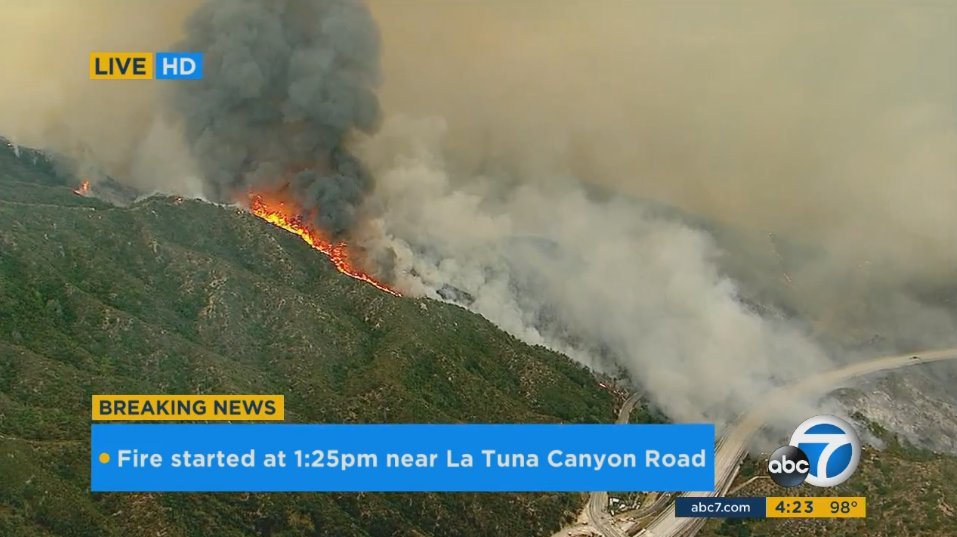Brush Fire Erupts In Sun Valley Tujunga Area