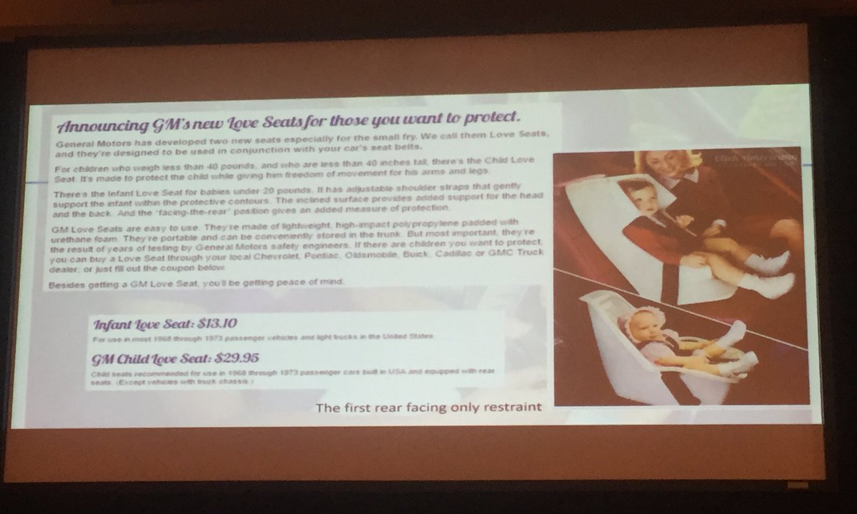 alison_parr's tweet photo. Car seats, NHTSA and CPST Certification have come a long way since the 50s!! Awesome presentation Kerry Chausmer @safekids #KidzInMotion https://t.co/fZyqTR0byZ