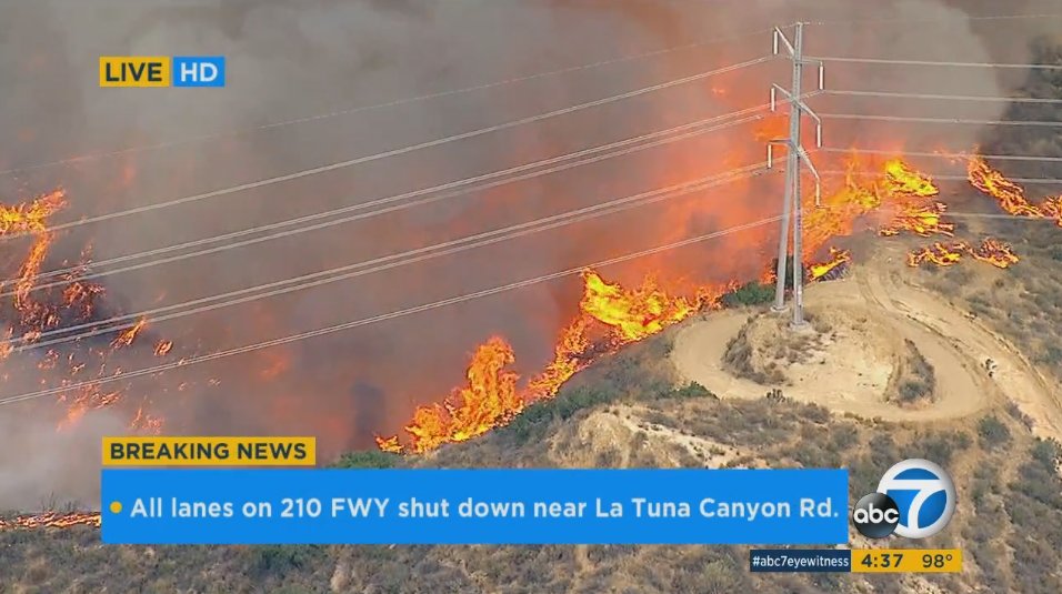 Brush Fire Erupts In Sun Valley Tujunga Area