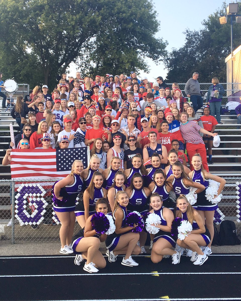SHS_DanceTeam's tweet photo. The best student section in the world! Let's go Vikings! @Celly_Section #SHSDT #CellySection #VikingPride #StoughtonStrong #FNL #USA 🇺🇸💜👯🏈 https://t.co/D0wHfAdYy0