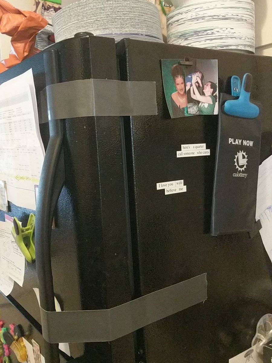 BuggyNDucky's tweet photo. Power is back on! Food is back in fridge & we have removed the duct tape from the freezer. #Priorities #icecream #ducttape #jerryrigging https://t.co/aEukUXoCjt