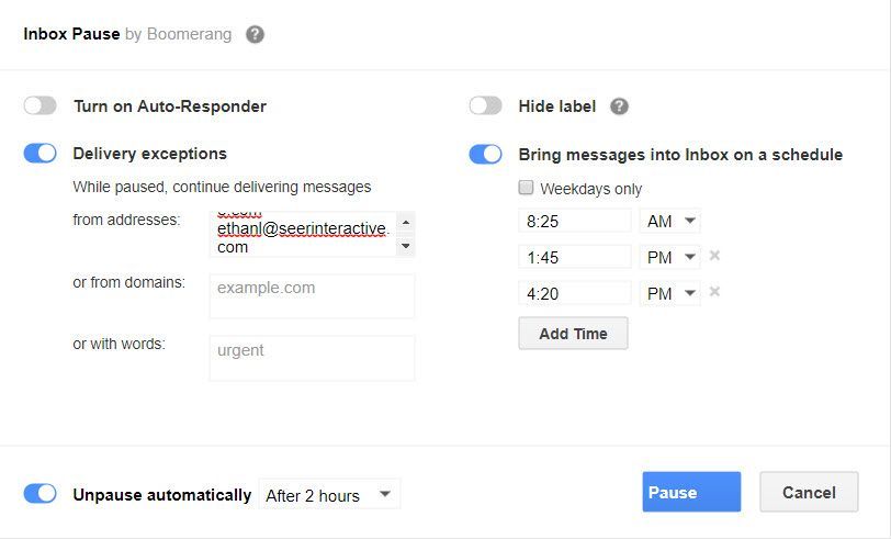 wilreynolds's tweet photo. Upgrades for @boomerang #inboxpause are fire!
delivery exceptions, force inbox to update only at certain times - https://t.co/EUu71lPH9n https://t.co/c43GArmuvm