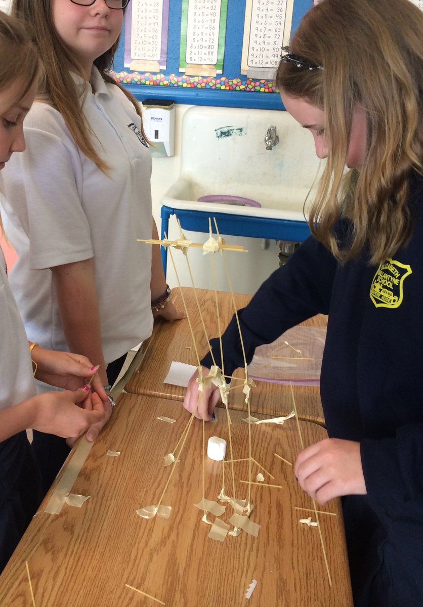 STEAM Challenge. Grade 6 students at EBS designing and building spaghetti marshmallow towers. <a href="/EBS_EMSB/">Elizabeth Ballantyne</a>