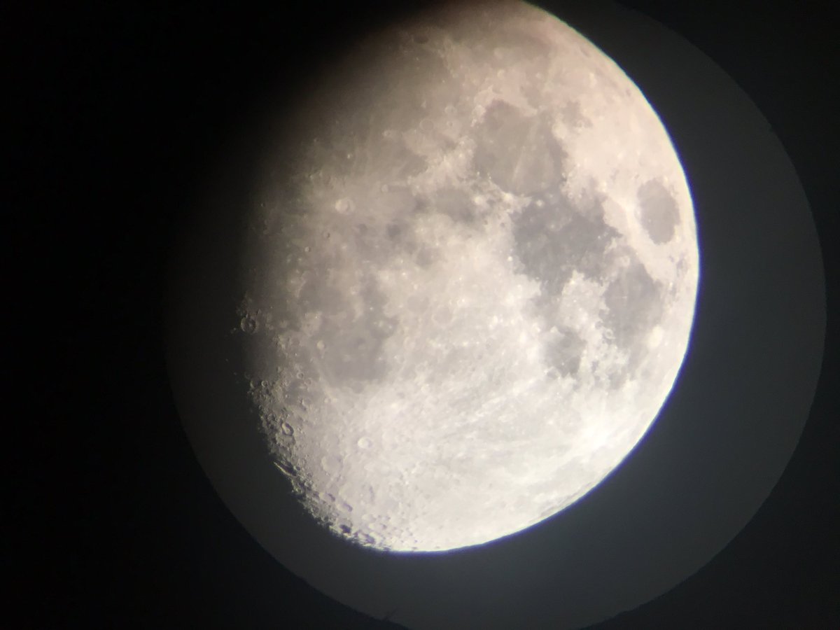 Great night for moon pics.  Iphone through the telescope.  #muskoka