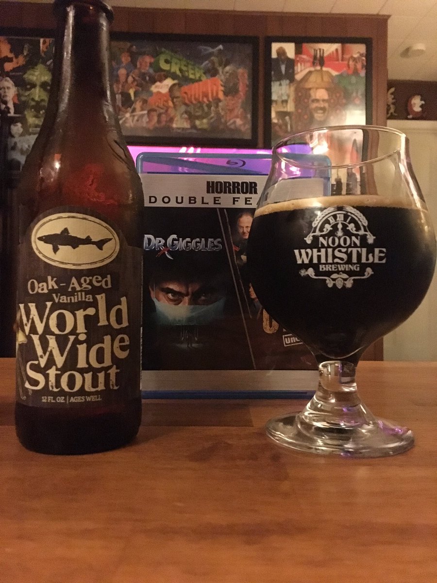 BeerHorrorMetal's tweet photo. #TerrorTweet Time! #DrGiggles @dogfishbeer #RIPLarryDrake https://t.co/p0vyQSUAqk