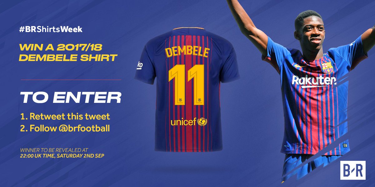 WIN! We are giving away a 2017/18 Dembele shirt today!
To enter:
—RT this tweet
—Make sure you follow <a href="/brfootball/">B/R Football</a> 
Good luck! #BRShirtsWeek