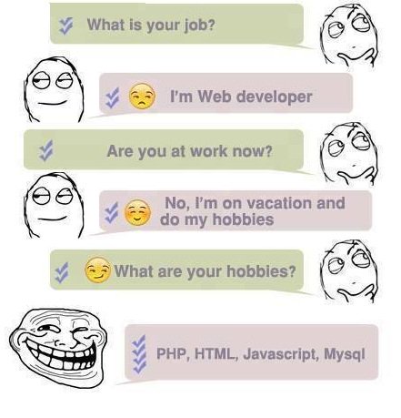 skynetindia's tweet photo. Hey, #WebDeveloper out there! Like &amp; RT if relate. #SaturdayMorning #WeekendFun #PHP #Javascript #DeveloperFun #DeveloperTrolls #SEO #SMO https://t.co/z7VVsMAGXN