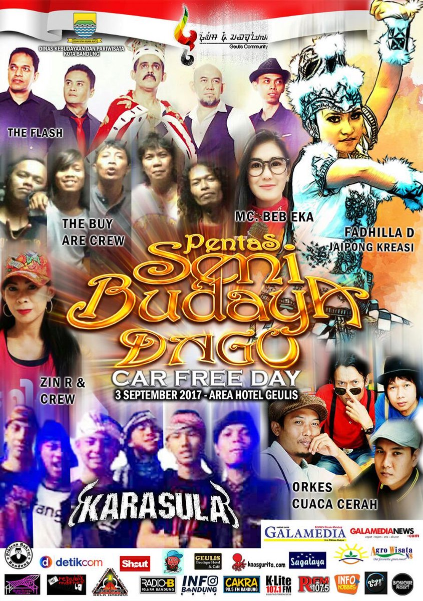 1071klitefm's tweet photo. PENTAS SENI BUDAYA DAGO CAR FREE DAY, Minggu, 3 Sept '17 di depan Hotel Geulis Dago & depan Primer Dago. Info @cfddagobandung #KLiteEvent https://t.co/ufXwIdCowu