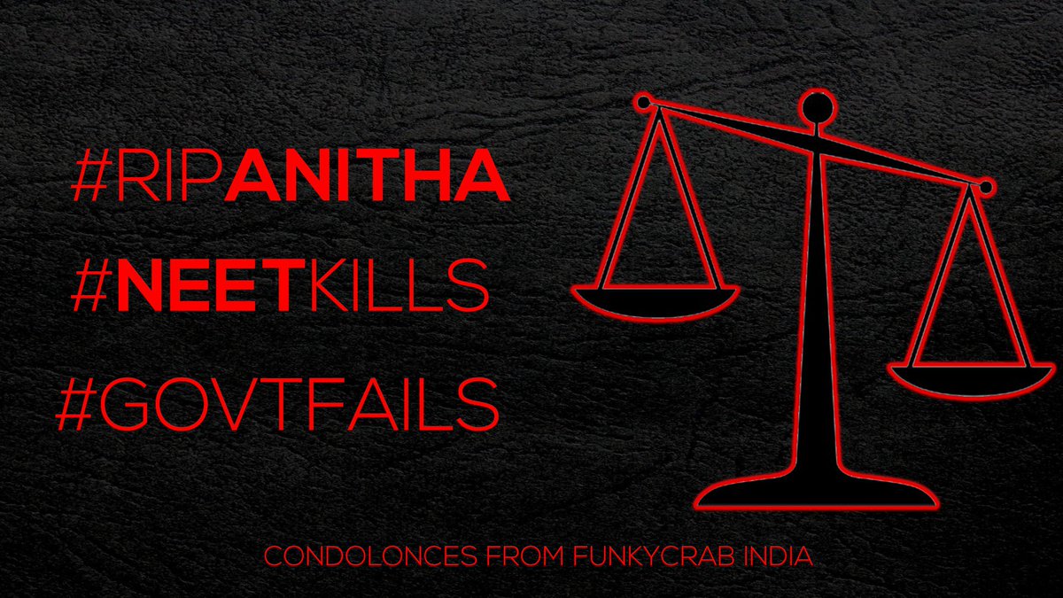 FunkyCrabIndia's tweet photo. #RIPAnitha #NEETkilledAnitha #BJPKilledAnitha #AdmkFails #FAILEDDEMOCARCY https://t.co/WZFRnuB94K