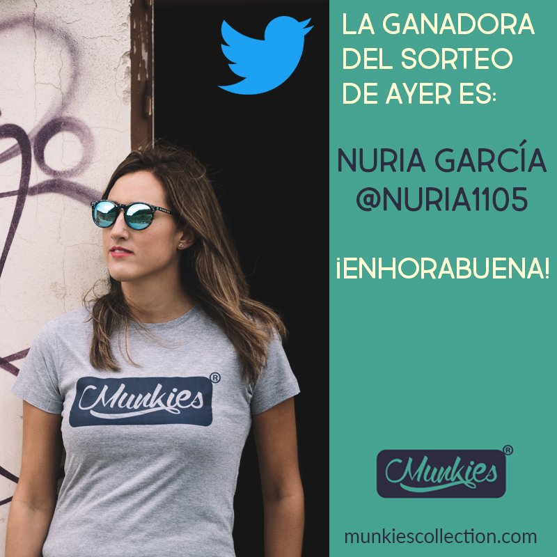 Y la ganadora de una camiseta Munkies es:

NURIA GARCÍA

¡Enhorabuena <a href="/Nuria1105/">Nuria García</a> !
