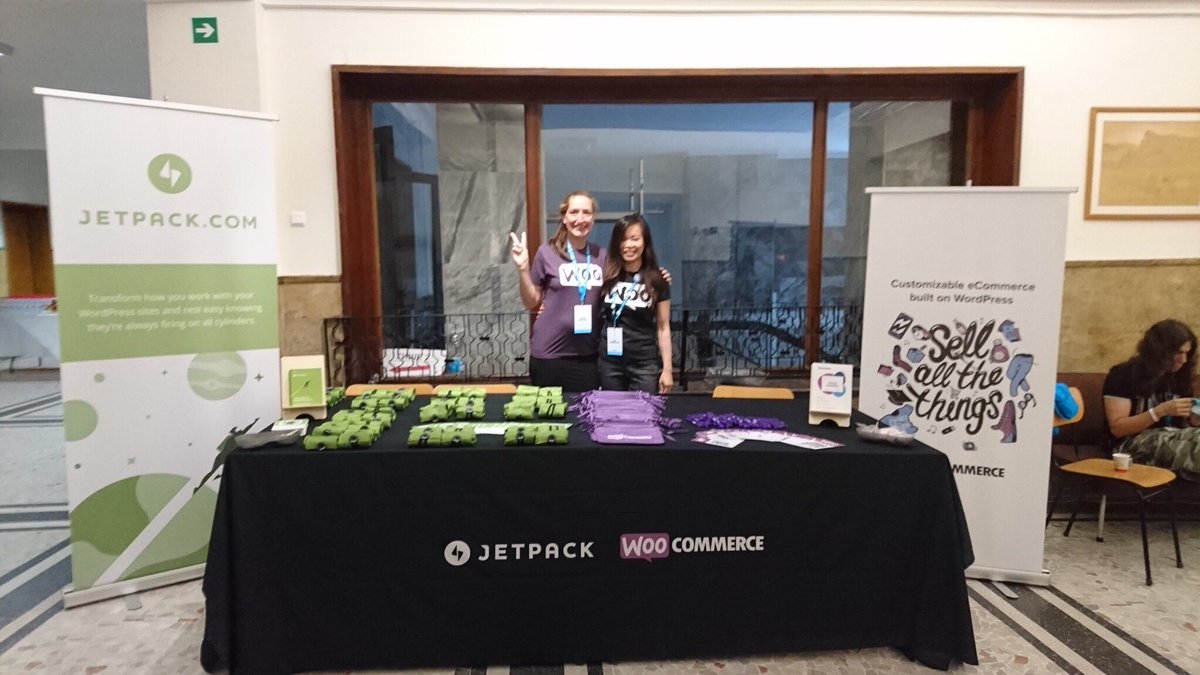 biskobe's tweet photo. Come visit the Woo and Jetpack table at WordCamp Varna 2017 #WCVAR https://t.co/IZNmSjGMVR