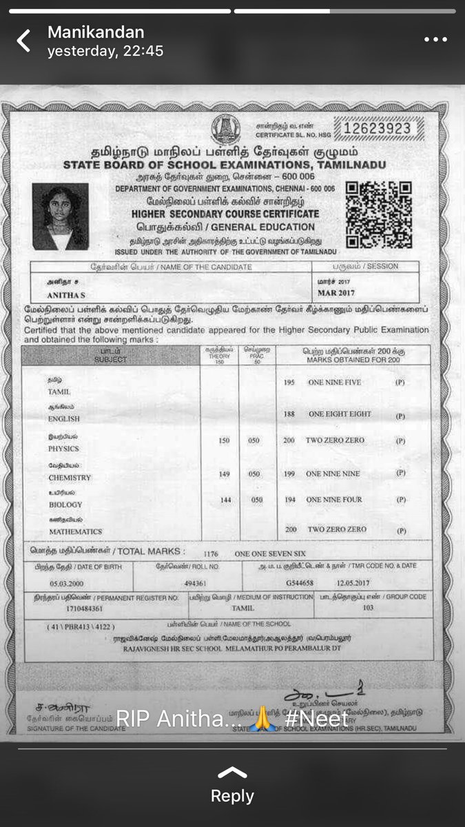 ActorMadhavan's tweet photo. And she ended it all cause we deprived her of her rightfully deserved place in the advanced Edu system.What's wrong with us.#NEET.RIP Anita https://t.co/WcH6jfELQW