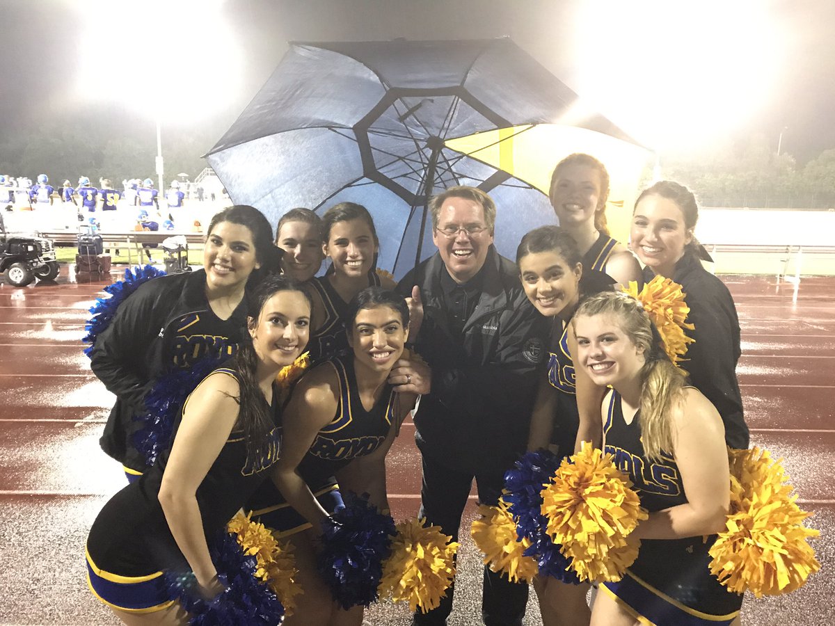 Dr. Whitaker joined the cheer team tonight! Let's go Royals! #rainorshine ⛈☀️