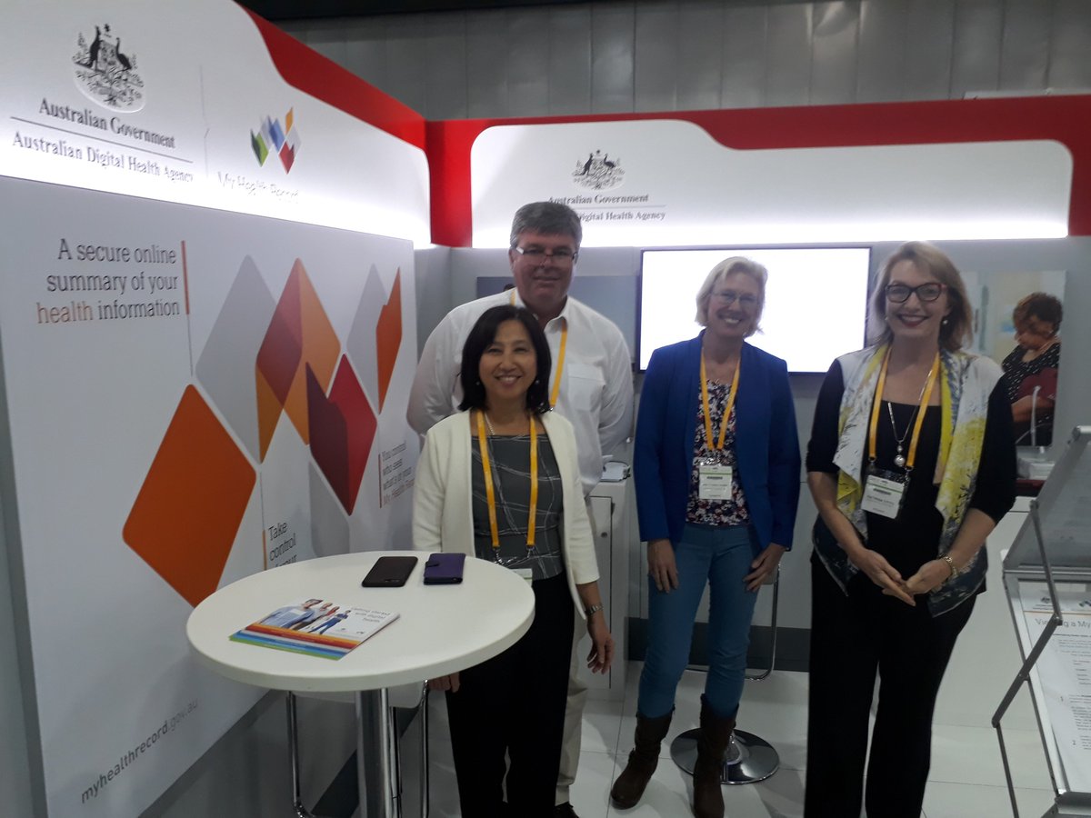 AuDigitalHealth's tweet photo. #GPCE17 Booth 1902 with Eleanor Chew (#DigitalHealth Agency board), Dean Lewin, Marlies Bower-Kramer & @trainitmedical Katrina Otto! https://t.co/pbD6tbZ9PH