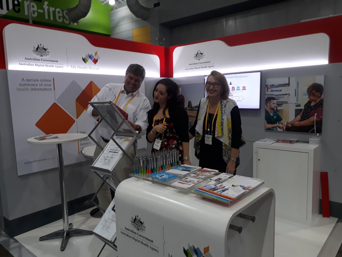 AuDigitalHealth's tweet photo. #GPCE17 Booth 1902! Chat to us #DigitalHealth & #MyHealthRecord: Dean Lewin, Katrino Otto @trainitmedical Dianne Daoud @HealthShareNSW https://t.co/1KsVXIIg9w