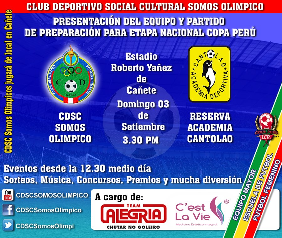 cdscsomosolimpi's tweet photo. @DeChalaca Ahora tambien estamos en twitter y este domingo tenemos la presentación del equipo y partido de preparación! https://t.co/WdtlwuCnup