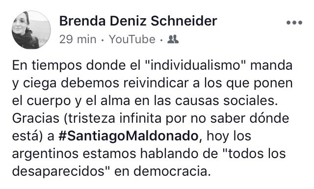 Bren_9's tweet photo. ¿Dónde está #SantiagoMaldonado? Es el Estado el que debe responder esa pregunta. https://t.co/fcSGtdMHbA
