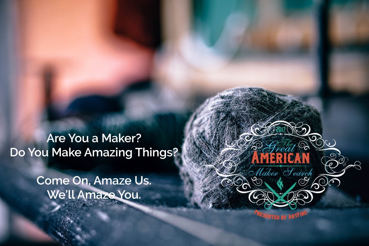 Artfire's tweet photo. Are you a #greatmaker or know someone who is? #Apply or #nominate for our #GreatMakerSearch #FiberArts edition - https://t.co/Z8Vm2biQWb https://t.co/cQnfAfr5Lf