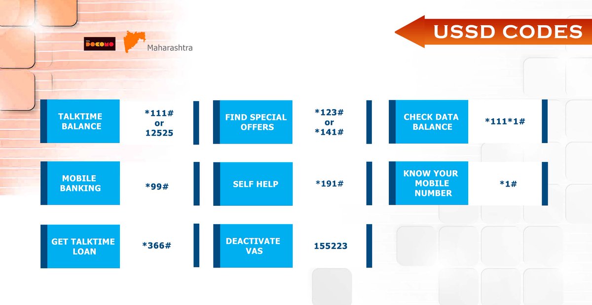 specificpay's tweet photo. USSD Codes Details - Tata Docomo Maharashtra

#USSDCodes #tatadocomo #Maharashtra #CheckRecharge #RechargeInfo #TariffInfo #PlanInfo https://t.co/0faquLQXnS