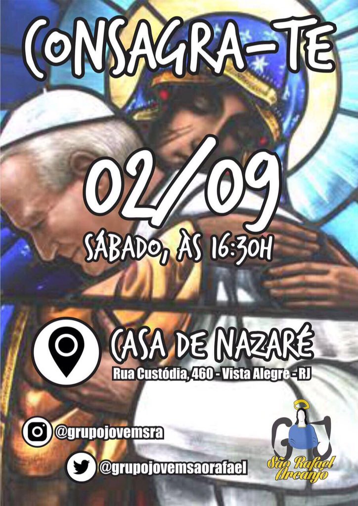 lucasrainerii's tweet photo. Hoje, às 16:30h tem #consagrate na São Rafael Arcanjo e na sequência ##ShowKerigmaPelaPaz no Grêmio de vista alegre ! https://t.co/oLGuR0iuqO