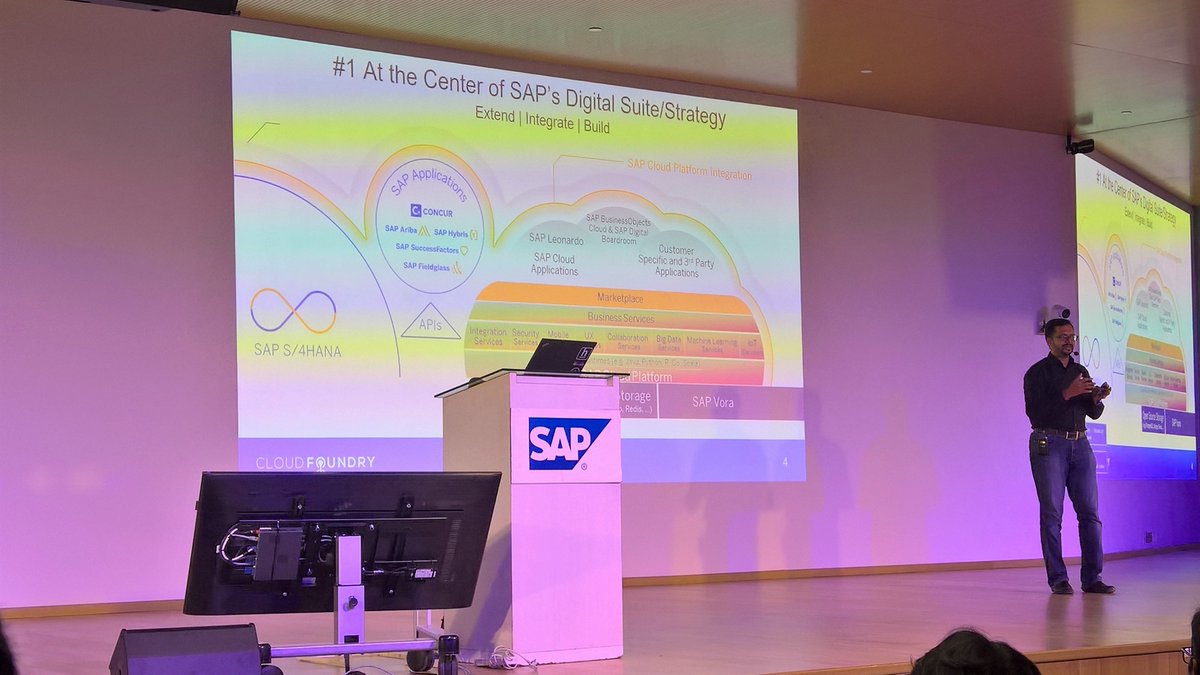 nevfdes's tweet photo. Vishnu Hegde, SAP CP Core India talks abt #sapcp - a business platform  @saplabsindia #keynote #CloudFoundry #CloudFoundryMeetup https://t.co/KuGCGh8Kqq
