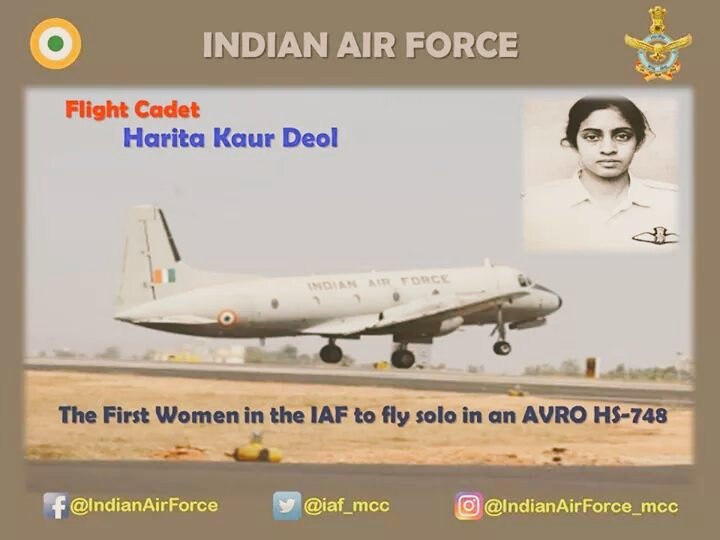 #YearsBack on this day #IAF : 02Sep1994: Flt Cdt Harita Kaur, trainee #WomenPilot of IAF becomes #FirstWomen  to fly solo in #AvroHS748 .