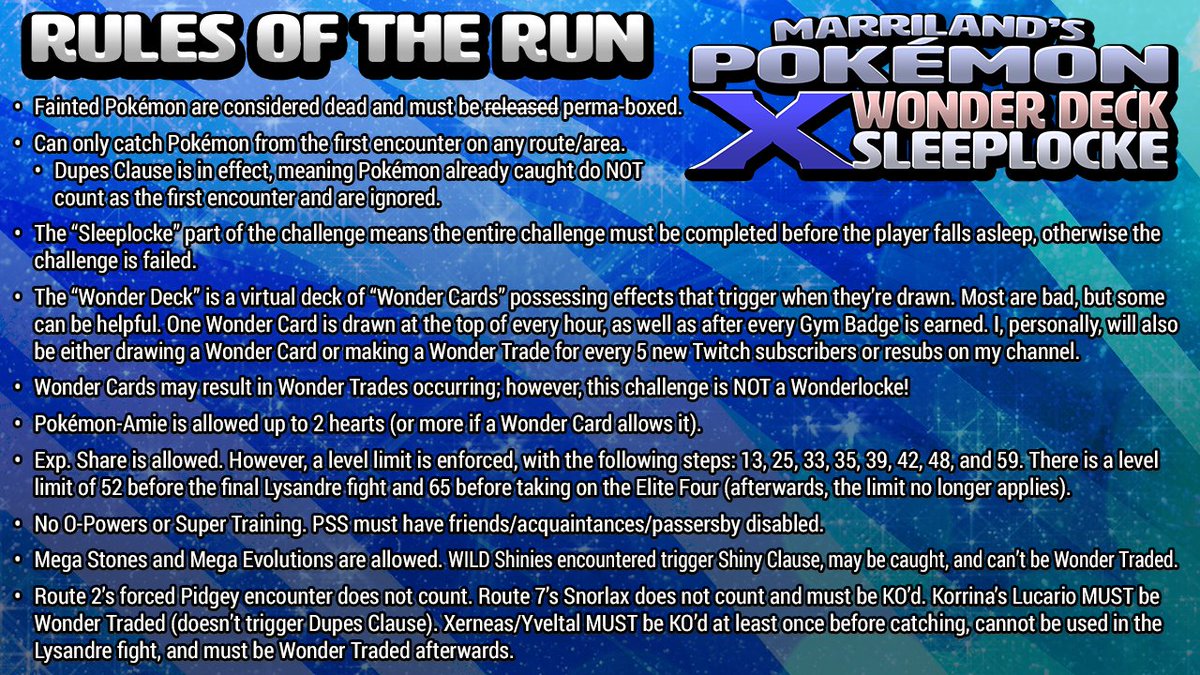 Marriland's tweet photo. Here are the rules for the X #WonderDeck #Sleeplocke that I'll be streaming this weekend! Starts at 2:00pm CDT at https://t.co/DTmIHl4aOS https://t.co/pIBZPMaCrV