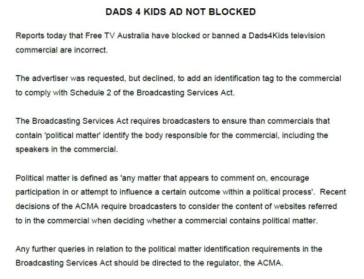 CartwheelPrint's tweet photo. So much for the Dads 4 Kids beat up by the Murdoch press, and spread internationally and by the likes of Abbott #auspol #ssm #PCPropaganda https://t.co/36jbd1RbkV