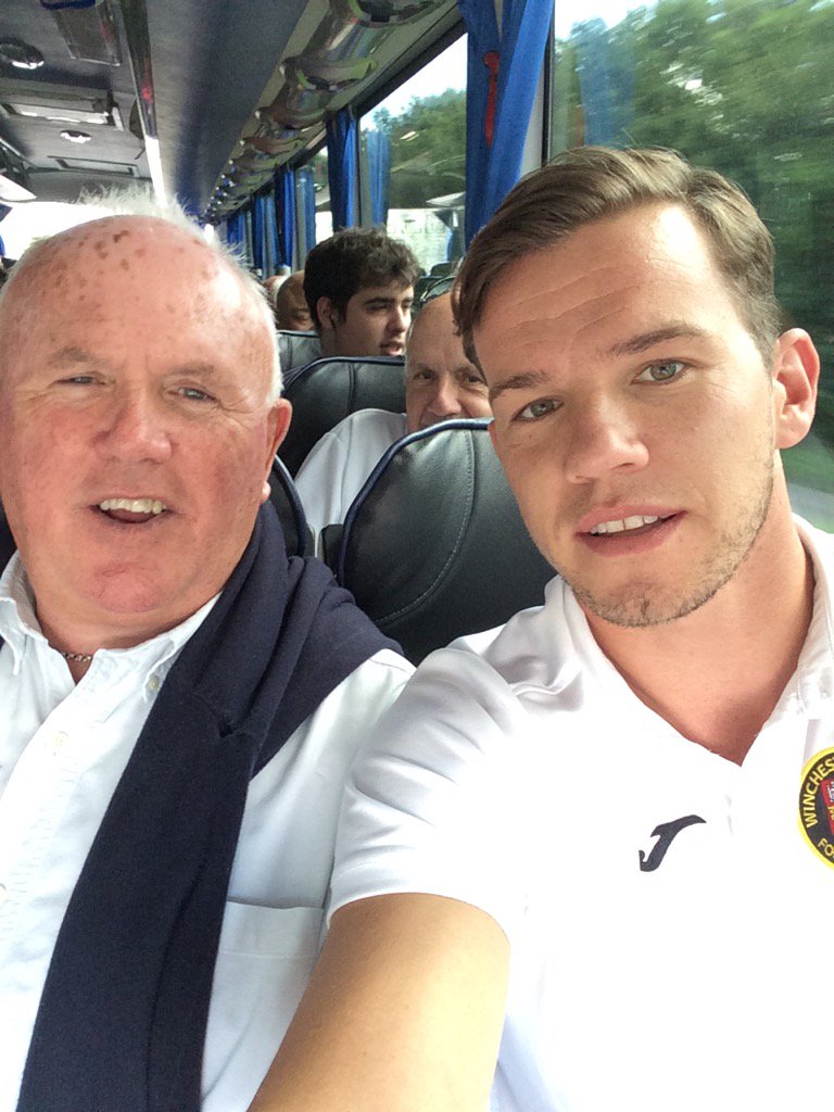 PatrickCox009's tweet photo. At the front of the bus with #mrdof #meanddaddy @WCFC_Staff @wincityfc https://t.co/v2LOaaLn9H
