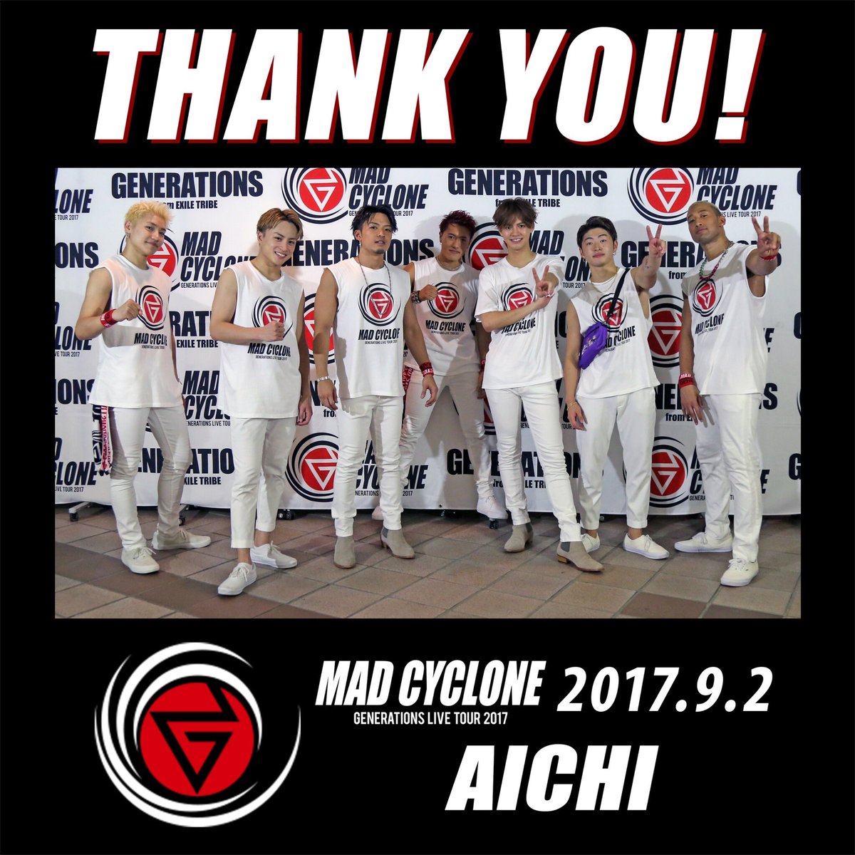 generationsfext's tweet photo. GENERATIONS LIVE TOUR 2017"MAD CYCLONE"
名古屋公演3日目終了しました‼️
明日は名古屋最終日✨
皆さん、最高の思い出を作りましょう🙌🏻

#GENERATIONS
#MADCYCLONE https://t.co/D1IPC0fXHZ