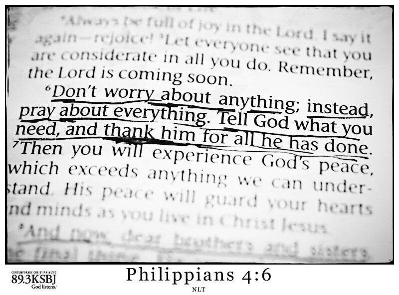 KSBJ's tweet photo. Not worrying + praying + thanking God = peace. How can we pray with you? 281-652-5555

Philippians 4:6 #KSBJDailyHope https://t.co/wrJ2WgM5l5