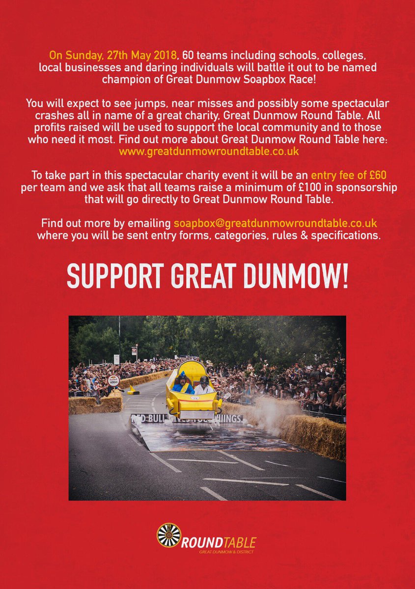 If you want to participate in the #GreatDunmowSoapboxRace next May, here is how #soapbox #Dunmow #DoMore