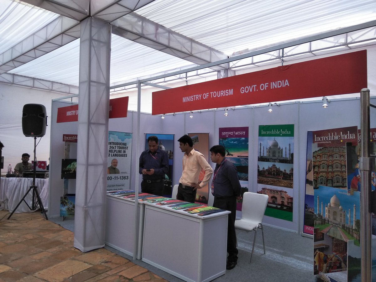 IHHA2017's tweet photo. The 3 State Pavilions at #IHHA 2017 Exhibition #ihhaconvention #jaisalmer https://t.co/FAo6VdY0hP
