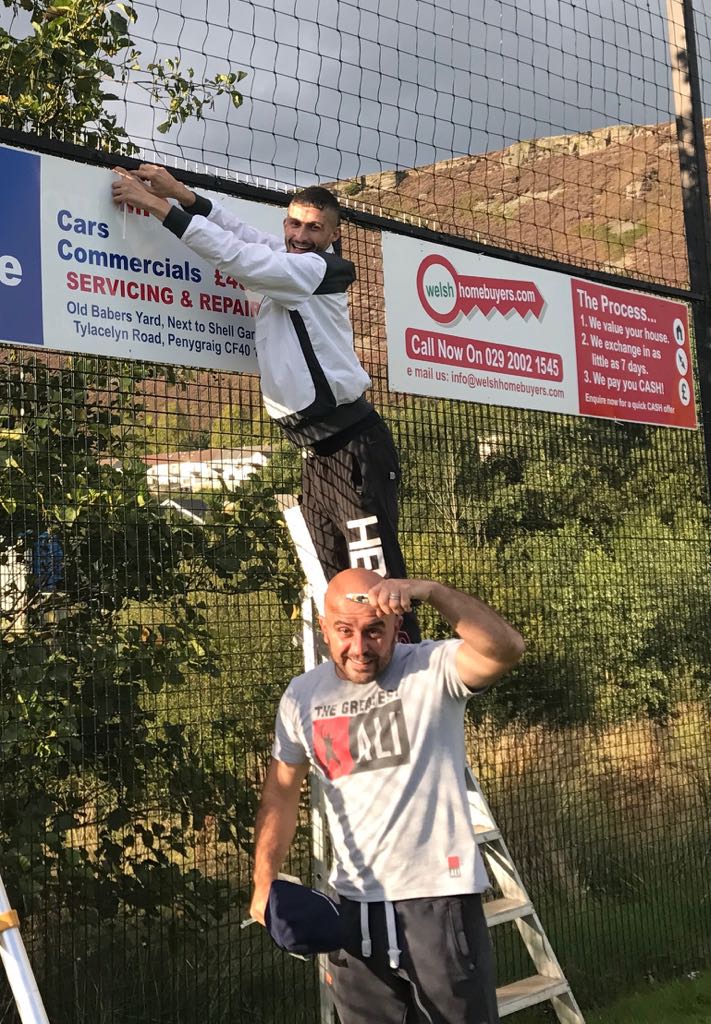 Penrhiwfer_Fc's tweet image. Some more sponsor's being put up at the ' Fer Camp ',a big thank you for your support