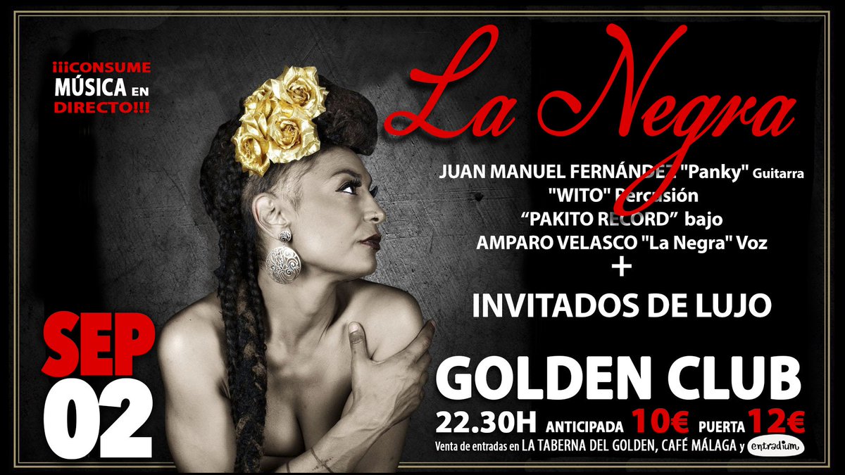 Hoy sábado #concierto de "Colores" con <a href="/lanegra_oficial/">La Negra</a>!!! Entradas desde 10€ en <a href="/cafemalagalm/">Café Málaga</a> <a href="/tabernagolden/">Taberna del Golden</a> y <a href="/entradium/">entradium</a>. <a href="/SoyCordobaes/">Soy Córdoba</a>