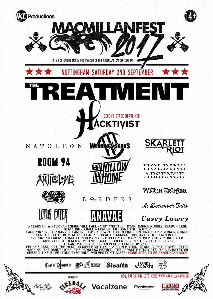 TODAY // We play <a href="/MacmillanFest/">Macmillan Fest</a> at 5.50pm in <a href="/Rock_City_Notts/">ROCK CITY</a> Basement - such an amazing selection of bands - get yourself down!