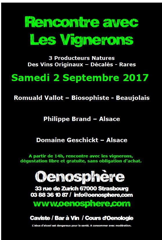 Oenosphere's tweet photo. Aujourd'hui Rencontre-Dégustation avec 3 Vignerons à part! Entrée Libre #degustation #vin #vigneron #vinnaturel #oenosphere #strasbourg https://t.co/eyDOAV956H
