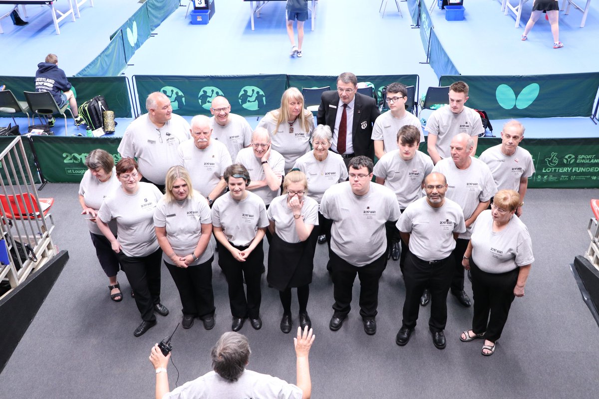 Arranging the School Games 2017 umpires for an official picture . . . or Karen Tonge conducting a choir?!