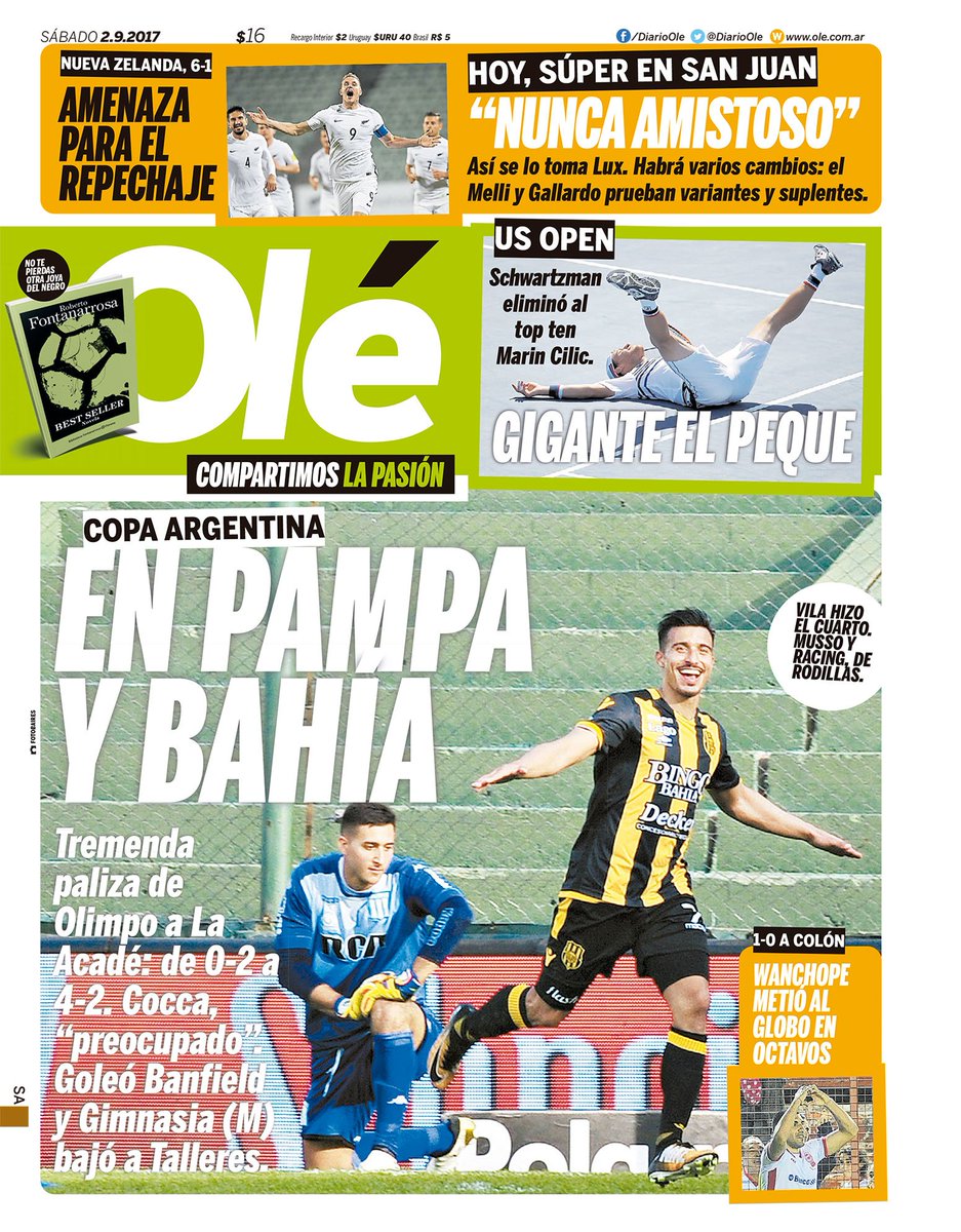DiarioOle's tweet photo. #LaTapaDeOle | Sábado 2 de septiembre https://t.co/ueRKhzLGVM